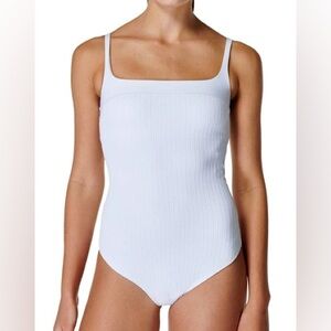 SWEATY BETTY white Capri Square Neck One Piece Swimsuit SB8858 size 12 NWT